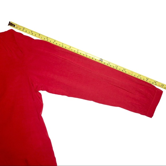 Vintage Inspired Red Blouse with Tie and Buttons, 3/4 Puffed Sleeve Levi's Small - Picture 15 of 15